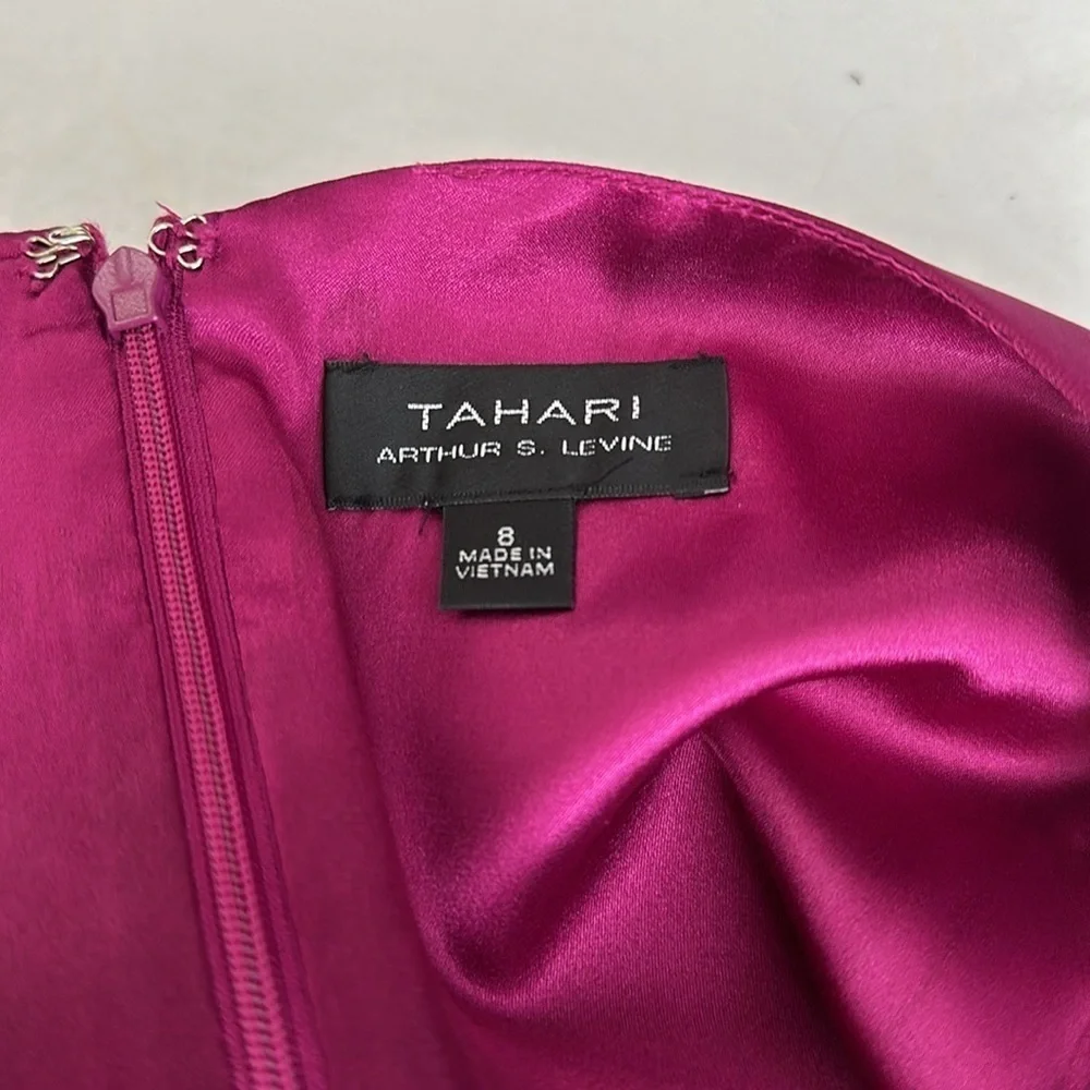 Tahari Sleeveless Satin High Low Maxi Dress - Picture 8 of 9